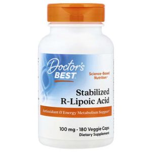 Doctor's Best, Stabilized R-Lipoic Acid, 100 mg, 180 Veggie Caps