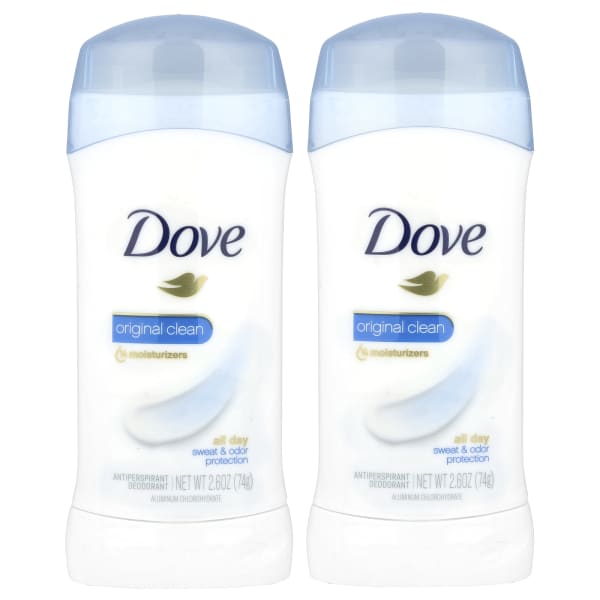 Dove, Antiperspirant Deodorant, Original Clean, 2 Pack, 2.6 oz (74 g) Each