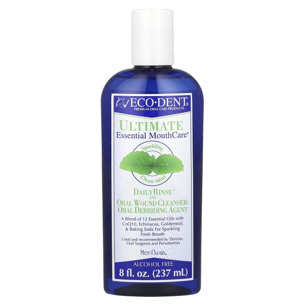 Eco-Dent, Ultimate Essential MouthCare®, DailyRinse™ & Oral Wound Cleanser/Debriding Agent, Alcohol Free, Sparkling Clean Mint, 8 fl oz (237 ml)