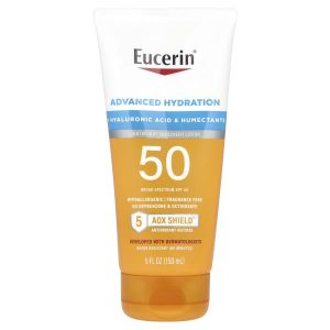 Eucerin, Advanced Hydration, Lightweight Sunscreen Lotion, SPF 50, Fragrance Free, 5 fl oz (150 ml)