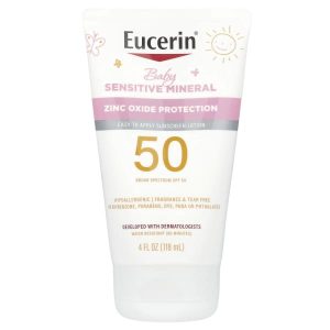 Eucerin, Baby, Sensitive Mineral Sunscreen Lotion, SPF 50, Fragrance Free, 4 fl oz (118 ml)