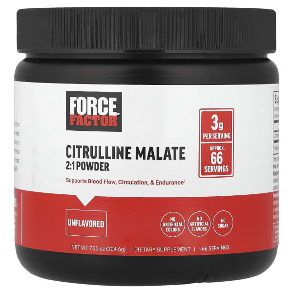 Force Factor, Citrulline Malate 2:1 Powder, Unflavored, 7.22 oz (204.6 g)