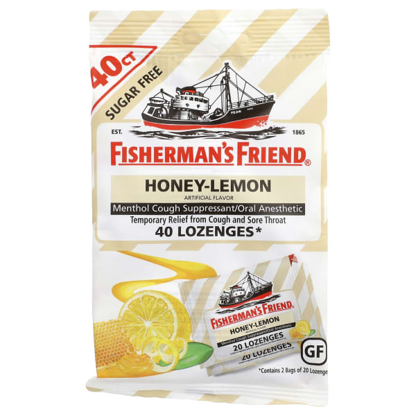 Fisherman's Friend, Menthol Cough Suppressant Oral Anesthetic Lozenges, Honey-Lemon, 40 Lozenges
