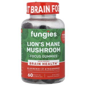 Fungies, Lion's Mane Mushroom Focus Gummies, Blueberry and Strawberry, 60 Pectin Gummies