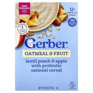 Gerber, Oatmeal & Fruit Cereal with Probiotic, 12+ Months, Lentil, Peach & Apple, 8 oz (227 g)