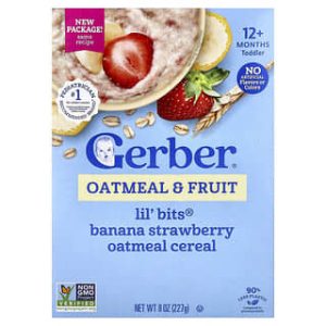 Gerber, Lil' Bits®, Oatmeal & Fruit Cereal, 12+ Months, Banana Strawberry, 8 oz (227 g)