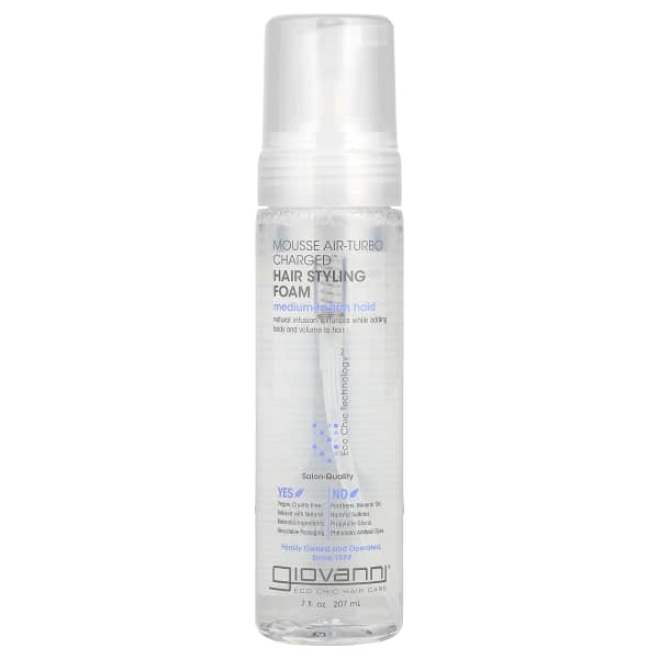 Giovanni, Mousse Air-Turbo Charged™, Hair Styling Foam, Medium-To-Firm Hold, 7 fl oz (207 ml)