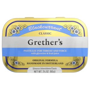 Grether's Pastilles, For Throat and Voice, Blackcurrant, 24 Lozenges