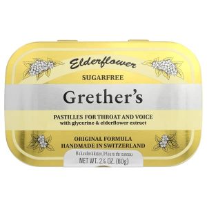 Grether's Pastilles, For Throat and Voice, Sugar Free, Elderflower, 24 Pastilles