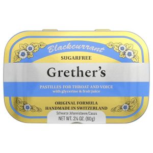 Grether's Pastilles, For Throat and Voice, Sugar Free, Blackcurrant, 24 Pastilles