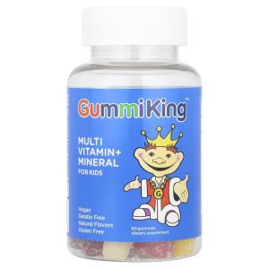 GummiKing, Multi Vitamin + Mineral Gummies for Kids, Strawberry, Orange, Lemon, Grape, Cherry and Grapefruit, 60 Gummies