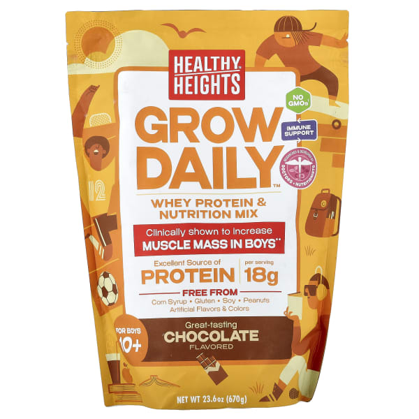 Healthy Heights, Grow Daily™, Whey Protein & Nutrition Mix, For Boys 10+, Chocolate, 23.6 oz (670 g)
