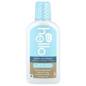 Hello, Peace Out, Plaque, Antigingivitis/Antiplaque Mouthwash, Natural Mint, 16 fl oz (473 ml)