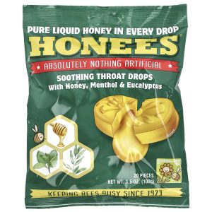 Honees, Soothing Throat Drops with Honey, Menthol & Eucalyptus, 20 Pieces, 3.5 oz (100 g)