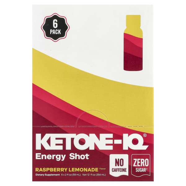 Ketone-IQ, Energy Shot, Raspberry Lemonade, Caffeine Free, 6 Bottles, 2 fl oz (59 ml) Each
