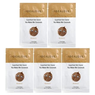 Idealove, Superfood Skin Savior, You Make Me Coconuts, 5 Beauty Sheet Masks, 0.68 fl oz (20 ml) Each