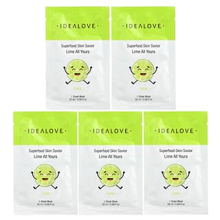 Idealove, Superfood Skin Savior, Lime All Yours, 5 Beauty Sheet Masks, 0.68 fl oz (20 ml) Each