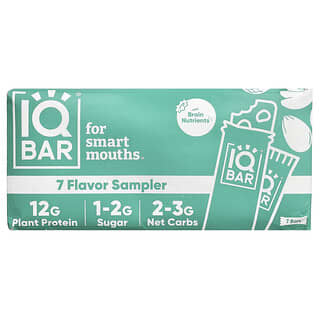 IQBAR, Plant Protein Bar, 7 Flavor Sampler, 7 Bars, 1.6 oz (45 g) Each