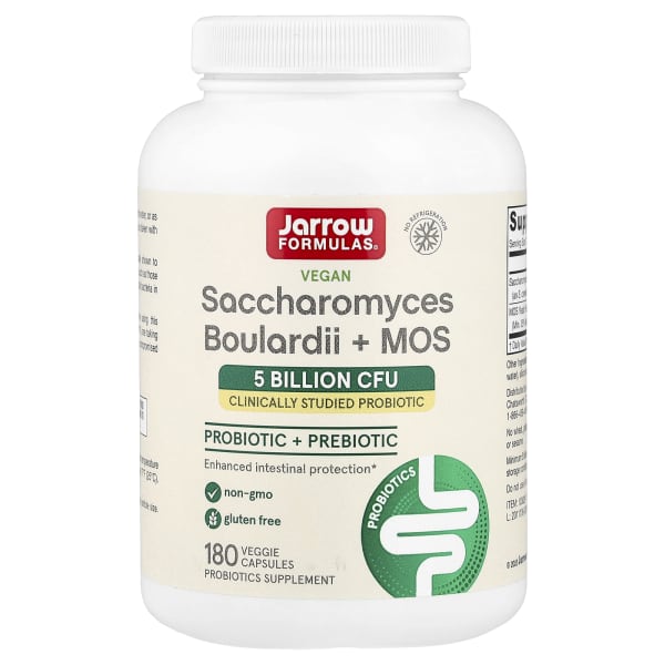 Jarrow Formulas, Vegan Saccharomyces Boulardii + MOS, 5 Billion CFU, 180 Veggie Capsules