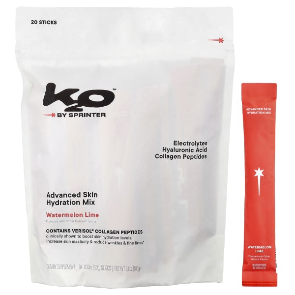 k2o by Sprinter, Advanced Skin Hydration Mix, Watermelon Lime, 20 Sticks, 0.33 oz (9.3 g) Each