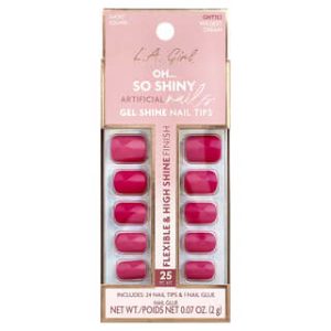 L.A. Girl, Oh So Shiny Artificial Nails, Gel Shine Nail Tips, GNT152 Wildest Dream, 25 Piece Kit