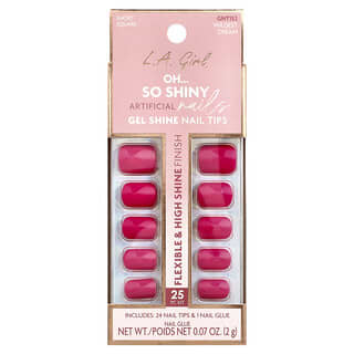 L.A. Girl, Oh So Shiny Artificial Nails, Gel Shine Nail Tips, GNT152 Wildest Dream, 25 Piece Kit