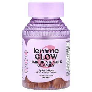 Lemme, Glow, Hair, Skin & Nails Gummies, Peach, 60 Gummies