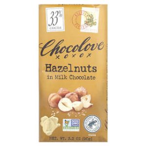 Chocolove, Hazelnuts in Milk Chocolate, 33% Cocoa, 3.2 oz (90 g)