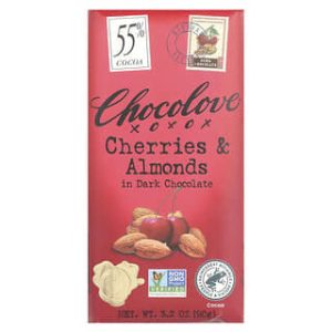 Chocolove, Cherries & Almonds in Dark Chocolate, 55% Cocoa, 3.2 oz (90 g)