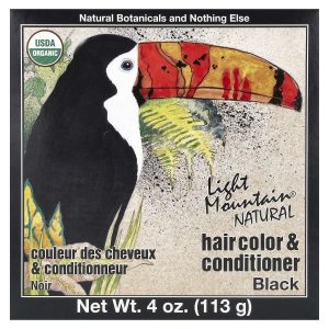 Light Mountain, Natural Hair Color & Conditioner, Black, 4 oz (113 g)