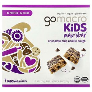 GoMacro, Kids MacroBar®, Chocolate Chip Cookie Dough, 7 Bars, 0.9 oz (25 g) Each