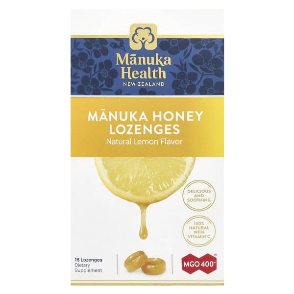 Manuka Health, Manuka Honey Lozenges, Natural Lemon, MGO 400+, 15 Lozenges