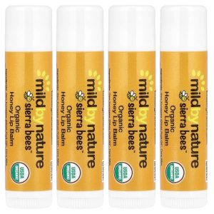Mild By Nature, Sierra Bees™, Organic Lip Balms, Honey, 4 Pack, 0.15 oz (4.25 g) Each