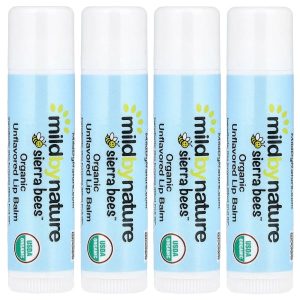 Mild By Nature, Sierra Bees™, Organic Lip Balms, Unflavored, 4 Pack, 0.15 oz (4.25 g) Each