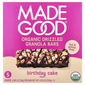 MadeGood, Granola Bars, Organic Drizzled, Birthday Cake, 5 Bars, 0.85 oz (24 g) Each