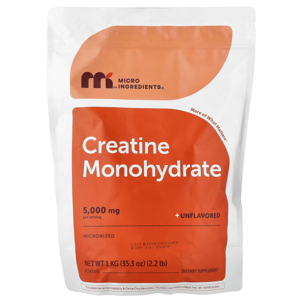 Micro Ingredients, Creatine Monohydrate Powder, Unflavored, 2.2 lb (1 kg)