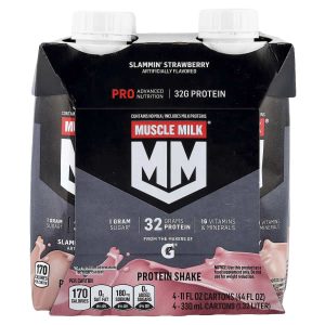Muscle Milk, Pro Advanced Nutrition, Protein Shake, Slammin' Strawberry, 4 Cartons, 11 fl oz (330 ml) Each