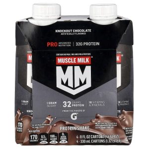 Muscle Milk, Pro Advanced Nutrition, Protein Shake, Knockout Chocolate, 4 Cartons, 11 fl oz (330 ml) Each