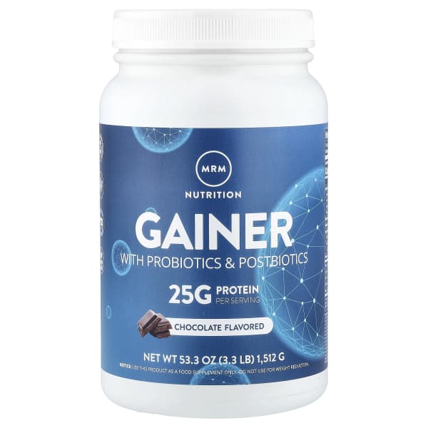 MRM Nutrition, Gainer With Probiotics & Postbiotics, Chocolate, 3.3 lb (1,512 g)