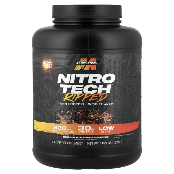 MuscleTech, Nitro-Tech™ Ripped, Lean Protein + Weight Loss, Chocolate Fudge Brownie, 4.02 lb (1.82 kg)