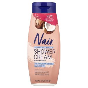 Nair, Shower Cream Hair Remover, Sensitive Formula, Natural Coconut Oil & Vitamin E, 12 oz (340 g)