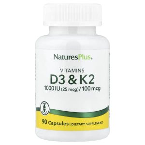 NaturesPlus, Vitamin D3 & K2, 90 Capsules