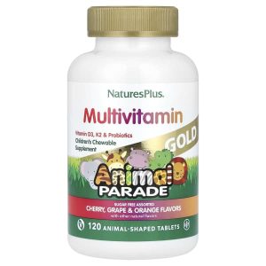 NaturesPlus, Animal Parade® Gold, Children's Chewable Multivitamin, Cherry, Grape & Orange, 120 Animal-Shaped Tablets