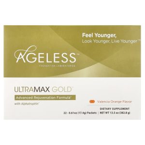 Ageless Foundation Laboratories, UltraMax Gold™ with Alphatrophin®, Valencia Orange, 22 Packets, 0.61 oz (17.4 g) Each