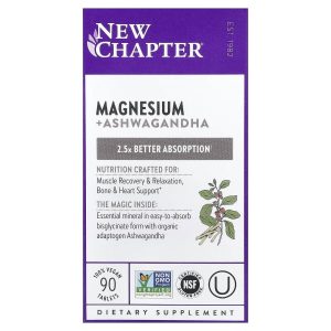 New Chapter, Magnesium + Ashwagandha , 90 Vegan Tablets