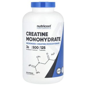 Nutricost, Performance, Creatine Monohydrate, 500 Capsules (0.75 g per Capsule)