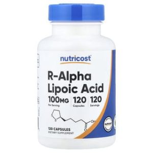 Nutricost, R-Alpha Lipoic Acid, 100 mg, 120 Capsules