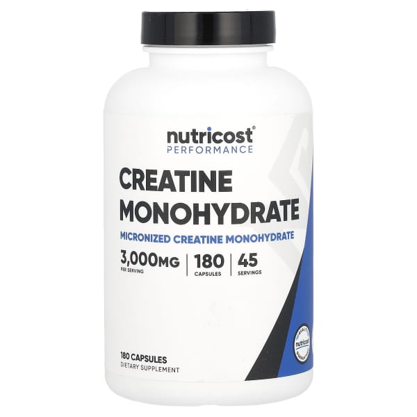 Nutricost, Performance, Creatine Monohydrate, 180 Capsules (750 mg per Capsule)
