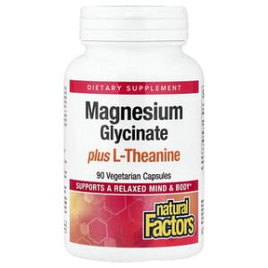 Natural Factors, Magnesium Glycinate plus L-Theanine, 90 Vegetarian Capsules