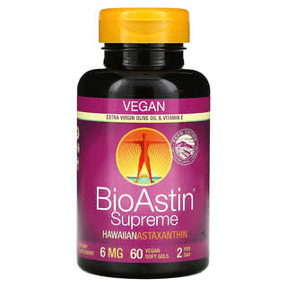 Nutrex Hawaii, BioAstinĀ® Supreme, Hawaiian Astaxanthin, 6 mg, 60 Vegan Soft Gels